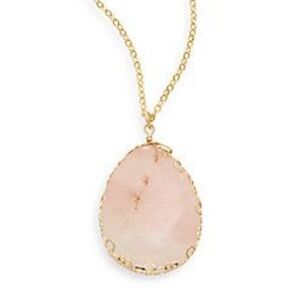 Saks Fifth Ave Rose Quartz Pendant Necklace